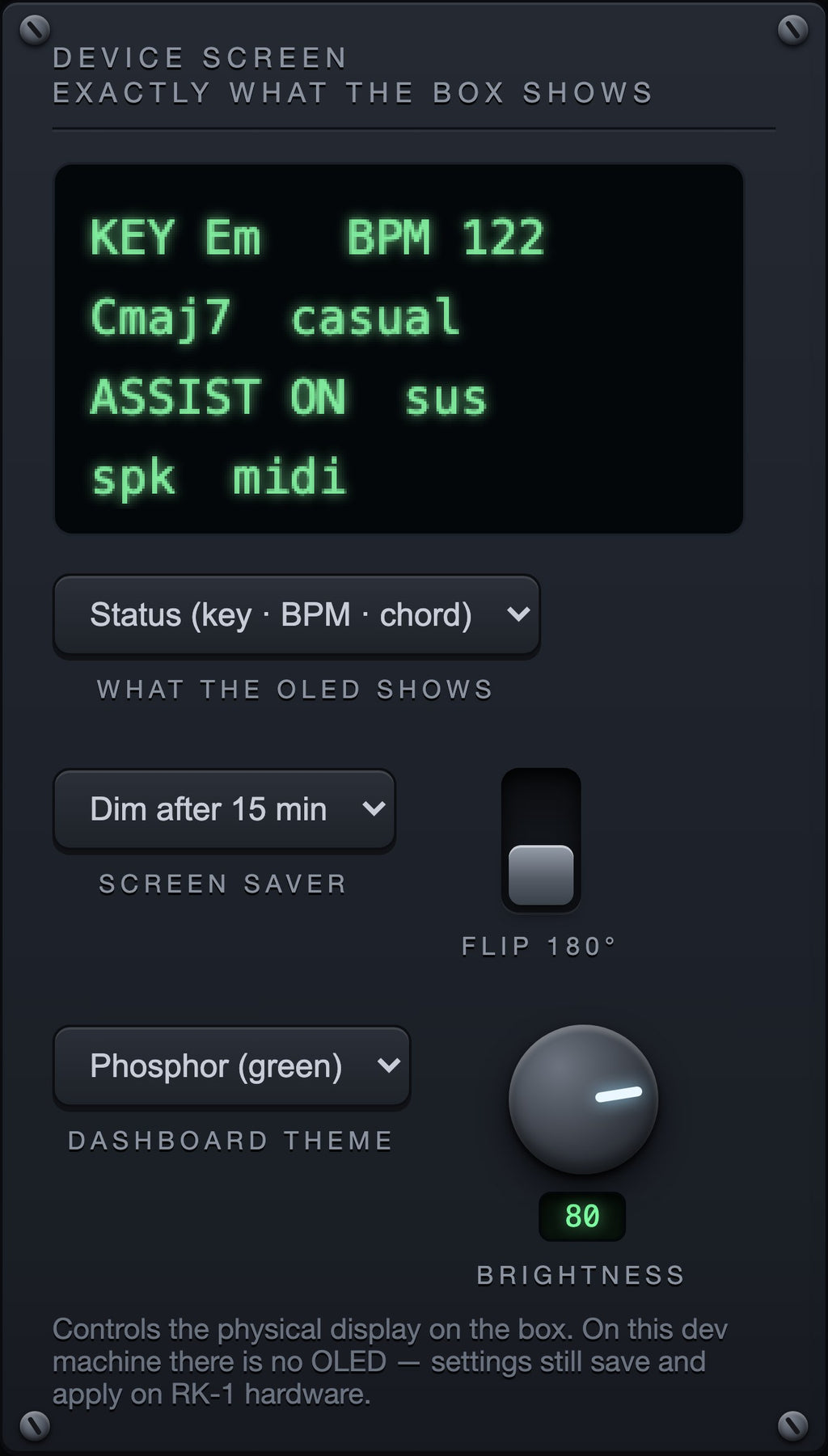 The dashboard as it appears on a phone