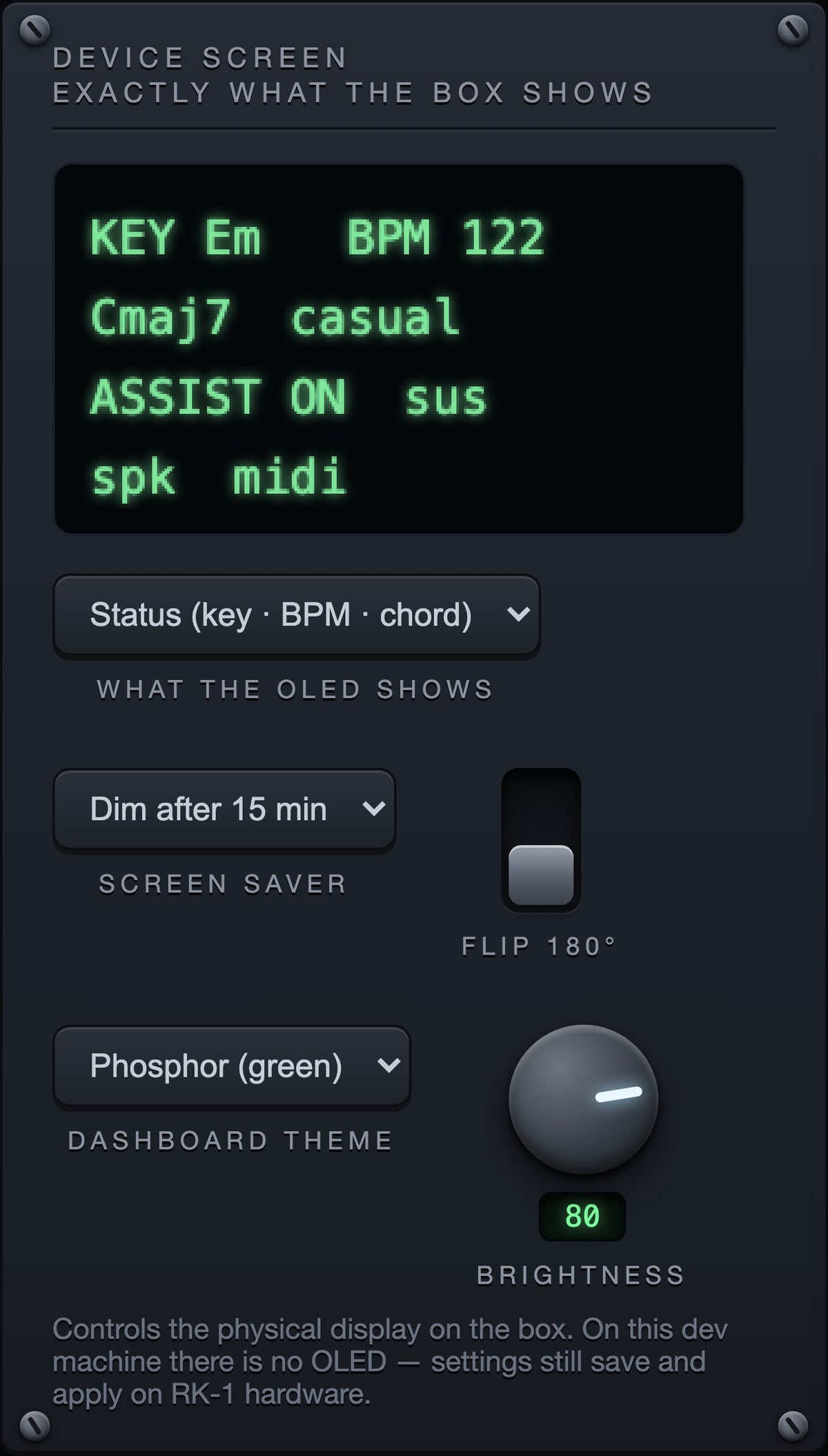 The dashboard as it appears on a phone