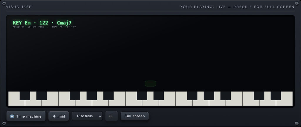 The stage visualizer reacting to live playing