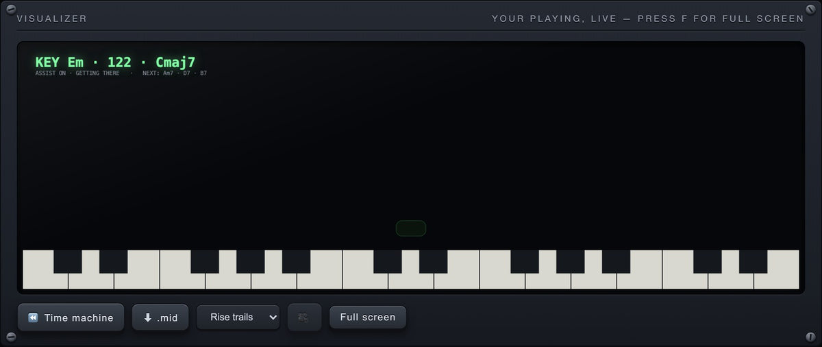 The stage visualizer reacting to live playing